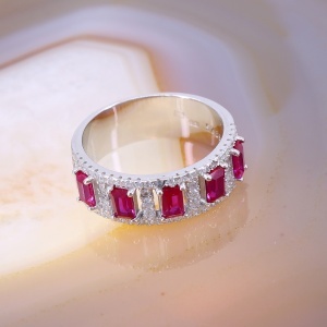 Inel din Argint cu pietre roz si cristale zirconia c3336 - Img 2