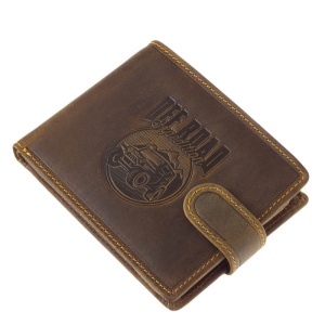 Portofel din piele Maro pentru Barbati model Masina Off Road Expedition cu Capsa de Protectie