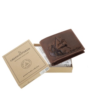Portofel Hobby Pescuit marca GreenDeed din piele Naturala maro RFID Protect - Img 2