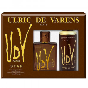 Set Caseta Cadou Parfum EDT Ulric de Varens Star 100 ml si Deo Spray 200 ml pentru Barbati