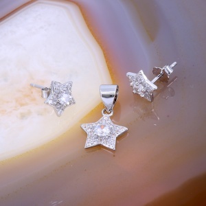 Set din Argint model Stea cu Cristale Zirconia c1738