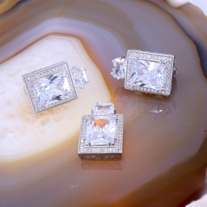 Set Stralucitor din Argint cu Cristale Zirconia Emerald Cut c1745