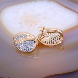 Cercei Eleganti Placati cu Aur Rose si presarati cu Cristale Zircon c4083 - Img 2