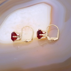 Cercei placati cu aur 18K cu cristal rosu c4227 - Img 2