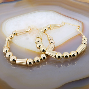 Cercei Placati cu Aur 18K model Rotunzi Fantezie cu Bilute 3159