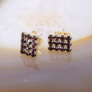 Cercei Placati cu Aur cu Cristale Zirconia Mov c3562