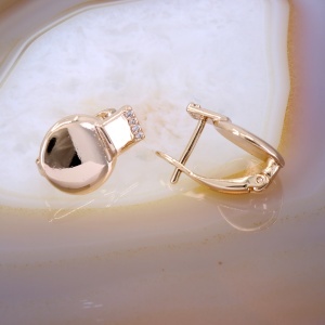 Cercei Reflexii Oglinda Placati cu Aur Rose cu Cistale Zirconia c3998