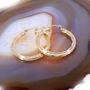Cercei Rotunzi creole 3cm placati cu aur 18K model Impletit c4196