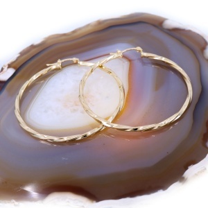 Cercei Rotunzi, creole model rasucit 5cm placati cu aur 18K c4193