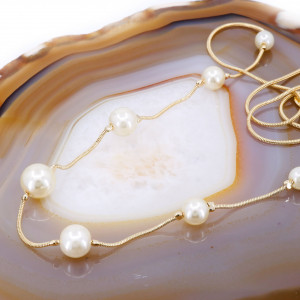 Colier Placat cu Aur 18K cu model Perle Rotunde Albe c1130