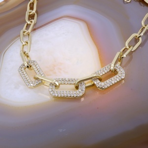 Colier Placat cu Aur Galben cu zale alungite si cristale zirconia c1278