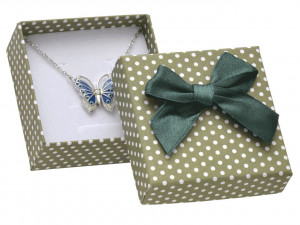 Cutie de Carton Culoare Verde cu Funda si buline albe c194