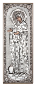 Icoana Sporul Casei Placata cu Argint fundal Argintiu marime 13.5 x 36 cm