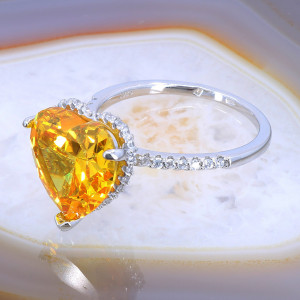 Inel din Argint 925 cu Cristal Mare Albastru in forma de Inima 2292