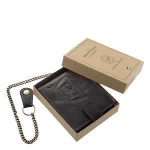 Portofel Barbati piele Naturala Neagra Motor Style Classic cu lant detasabil si RFID Protect - Img 7