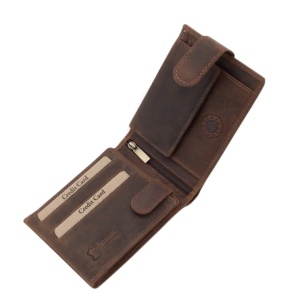 Portofel Zodie Varsator marca GreenDeed din piele Naturala maro cu capsa de protectie - Img 2