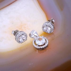 Set Bijuterie din Argint cu Cristale Rotunde Zirconia c1741