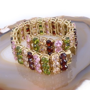 Bratara Placata cu aur decorata in intregime cu cristale Stralucitoare Multicolore Zirconia c1719