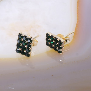 Cercei Placati cu Aur cu Cristale Verzi c3553