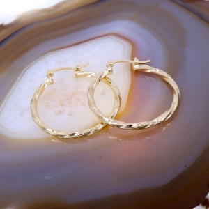 Cercei Rotunzi, cercuri model rasucit 3cm placati cu aur 18K c4195