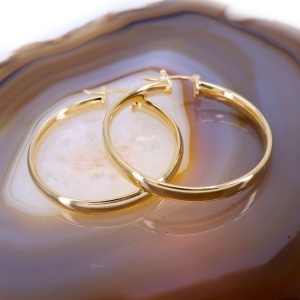 Cercei rotunzi model Classic placati cu Aur 18K c4142