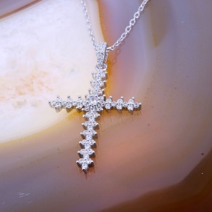 Colier din Argint cu pandantiv Cruce Cristale zirconia c1794
