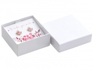 Cutie de Carton Alb Perlat la interior Imprimeu Flori si mesaj emotional