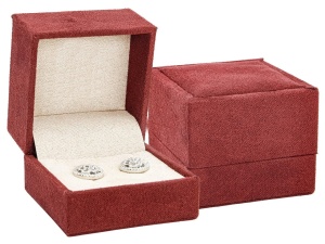 Cutie pt Inele Cercei su Coliere din Material Textil culoare Bordo