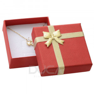 Cutie Rosie cu funda Aurie din Carton cu interiorul Alb