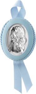 Icoana Sf. Capoculla Madonna Placata cu Argint 7x5,5 cm cu rama si funda Albastra