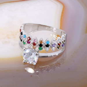 Inel din Argint 925 model Dublu Cristal Cocktail Mix c2647