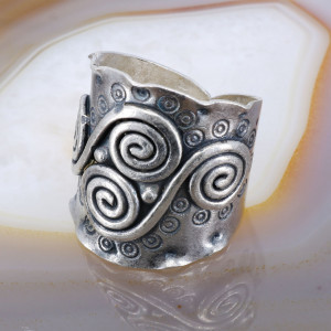 Inel Handmade Fantezie cu Spirale si Aspect Vintage din Argint 925 cod 2394