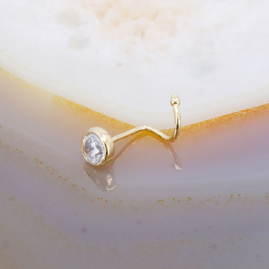Piercing nas din Aur 14K cu Cristal Zirconia Alb Clar c451
