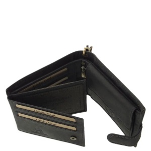 Portofel Barbati piele Naturala Negru Motor Style Classic cu lant detasabil si RFID Protect - Img 6