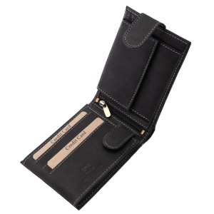 Portofel din piele naturala model Police catuse marca GreenDeed culoare Negru - Img 3