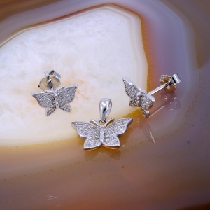 Set Fluturi din Argint cu Cristale Zirconia c1700