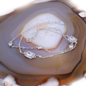Bratara Eleganta doua fire din Argint cu pandantive si cristale Zirconia c3296