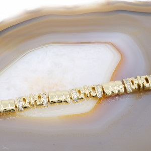 Bratara Placata cu Galben 22K Fantezie cu Cristale Albe Zirconia cod 1418