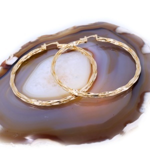 Cercei Rotunzi creole 6cm placati cu aur 18K model Impletit c4191