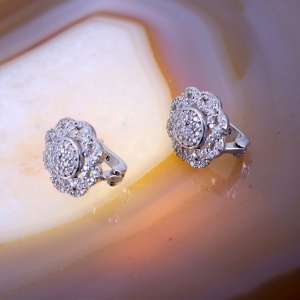 Cercei rotunzi model floare din argint 925 cu cristale zirconia c4453