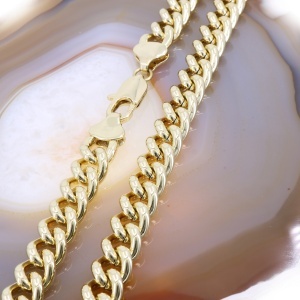 Colier Cuban Link placat cu aur galben c1286 - Img 4