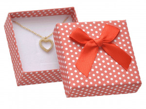 Cutie de Carton Culoare Rosu cu Funda si buline albe 195
