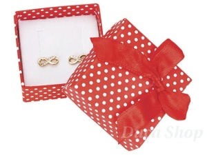Cutie din Carton Rosie cu Buline Albe si Fundita cod 97