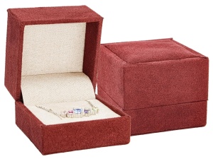 Cutie pt Inele Cercei su Coliere din Material Textil culoare Bordo
