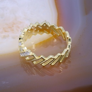 Inel din Argint Placat cu Aur si decorat cu Cristale Zirconia c3003 - Img 2