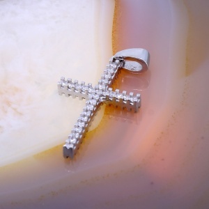 Pandantiv cu doua fete din Argint cu Cristale Zirconia model Cruce c1344