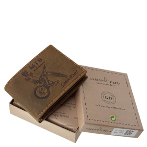 Portofel din piele Naturala Maro cu imprimeu bicicletă de munte mountain bike - Img 5