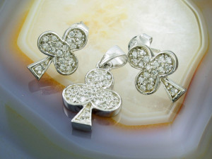 Set de Argint model Trifoi presarat cu Zirconiu, s288