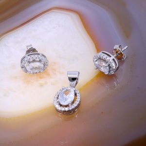 Set Oval din Argint 925 cu Cristale Zirconia c1739