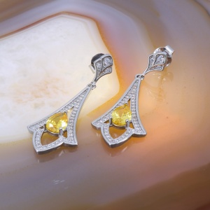 Bijuterie Cercei Eleganti din Argint cu Cristal Galben c3902